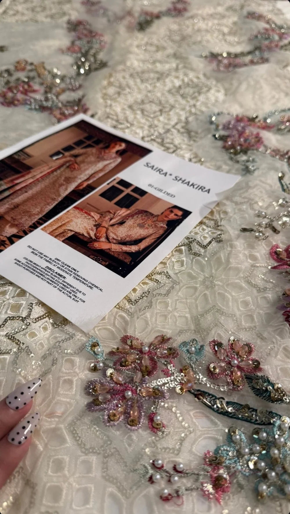 Saira Shakira – Gilded Style, floral embroidery with design reference