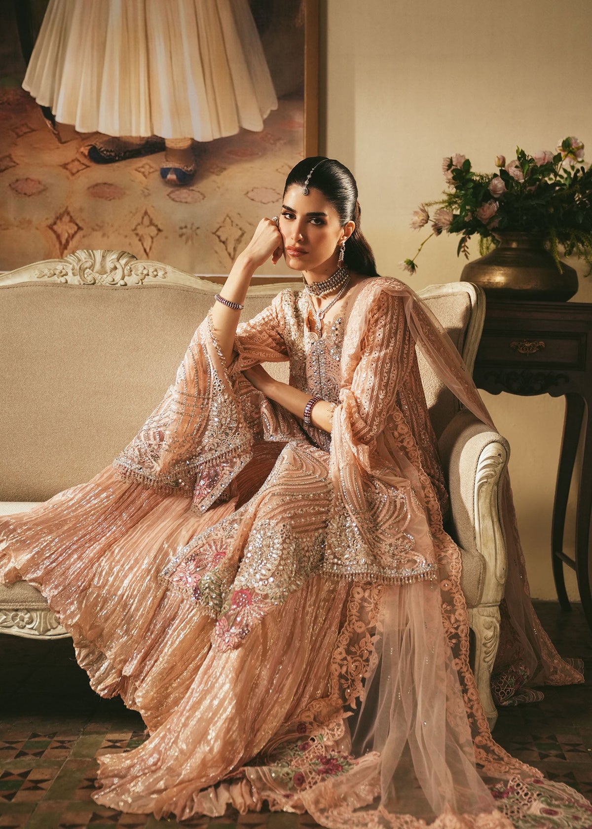 Saira Shakira Roseate Style pastel pink formal sharara reference view 3