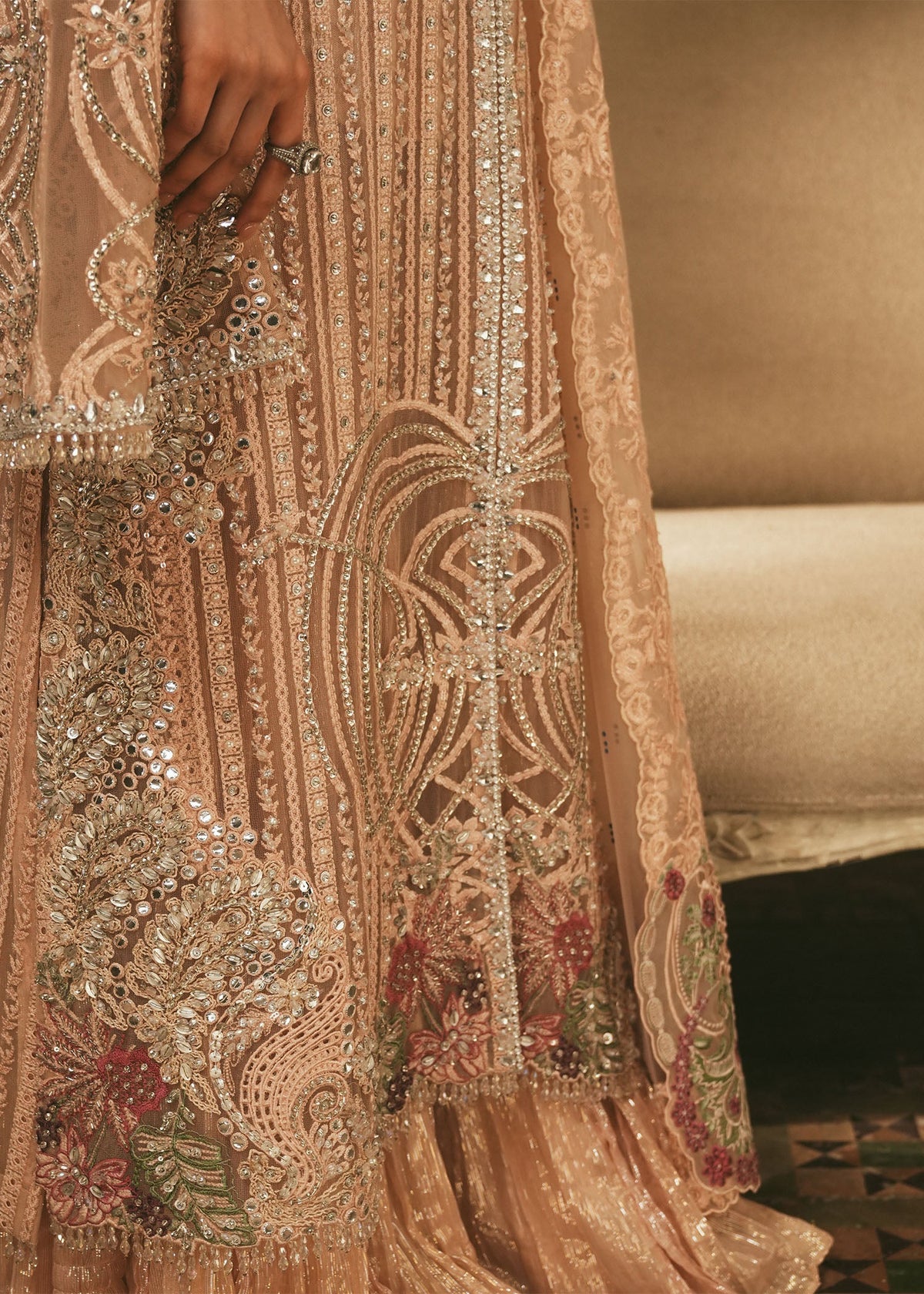 Saira Shakira Roseate Style pastel pink formal sharara reference view 4