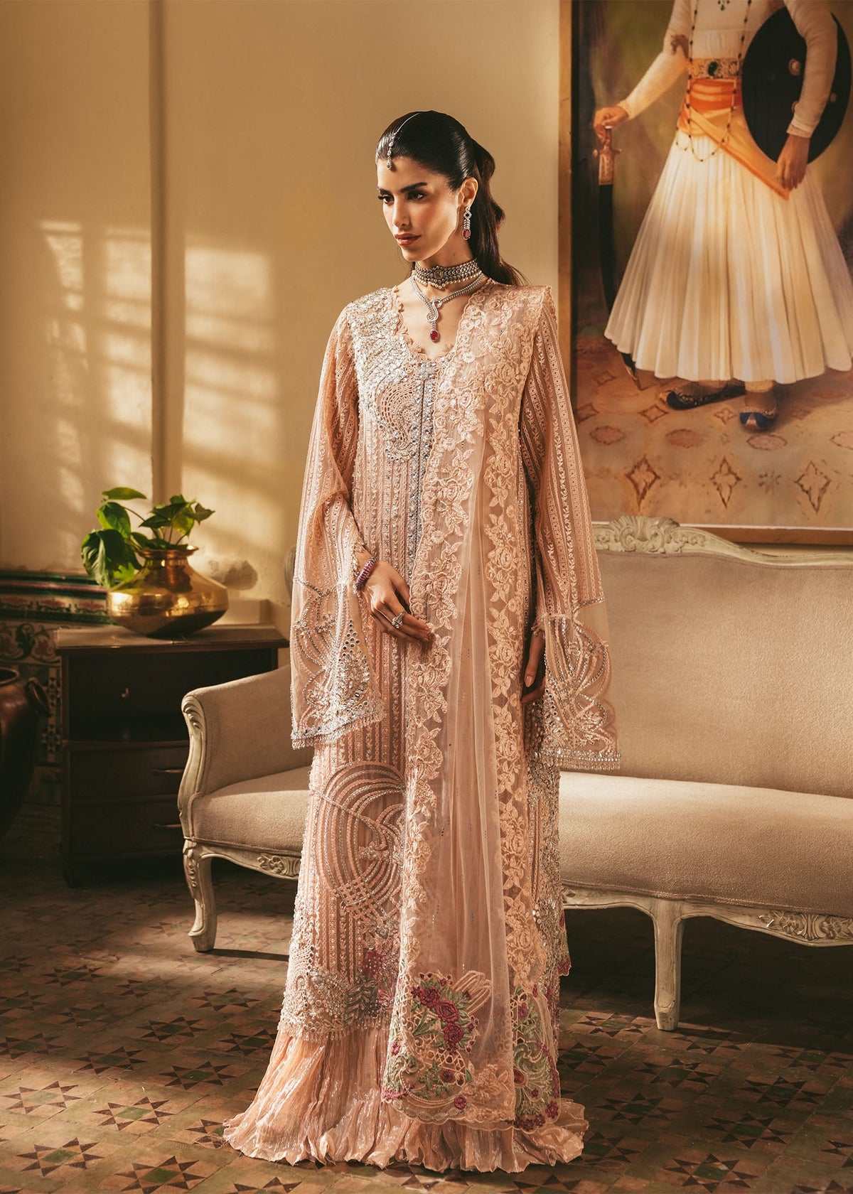 Saira Shakira Roseate Style pastel pink formal sharara reference view 5