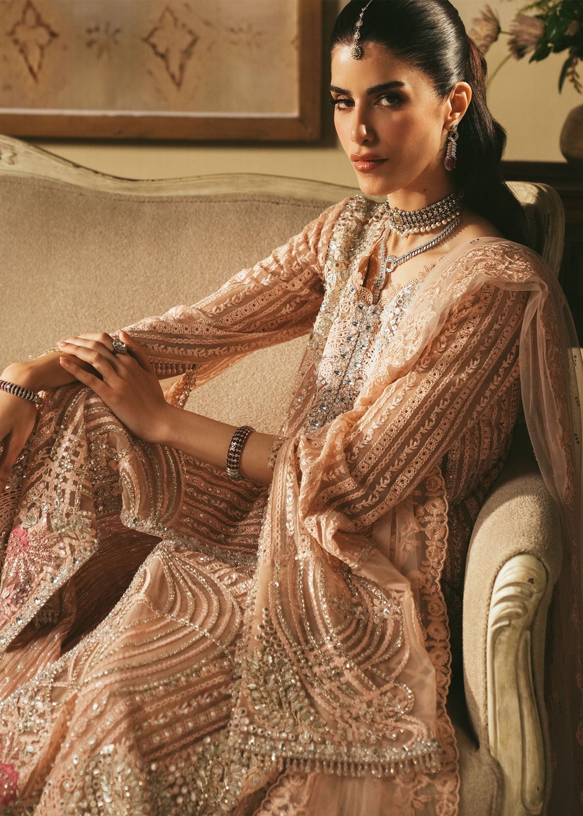 Saira Shakira Roseate Style pastel pink formal sharara reference view 8