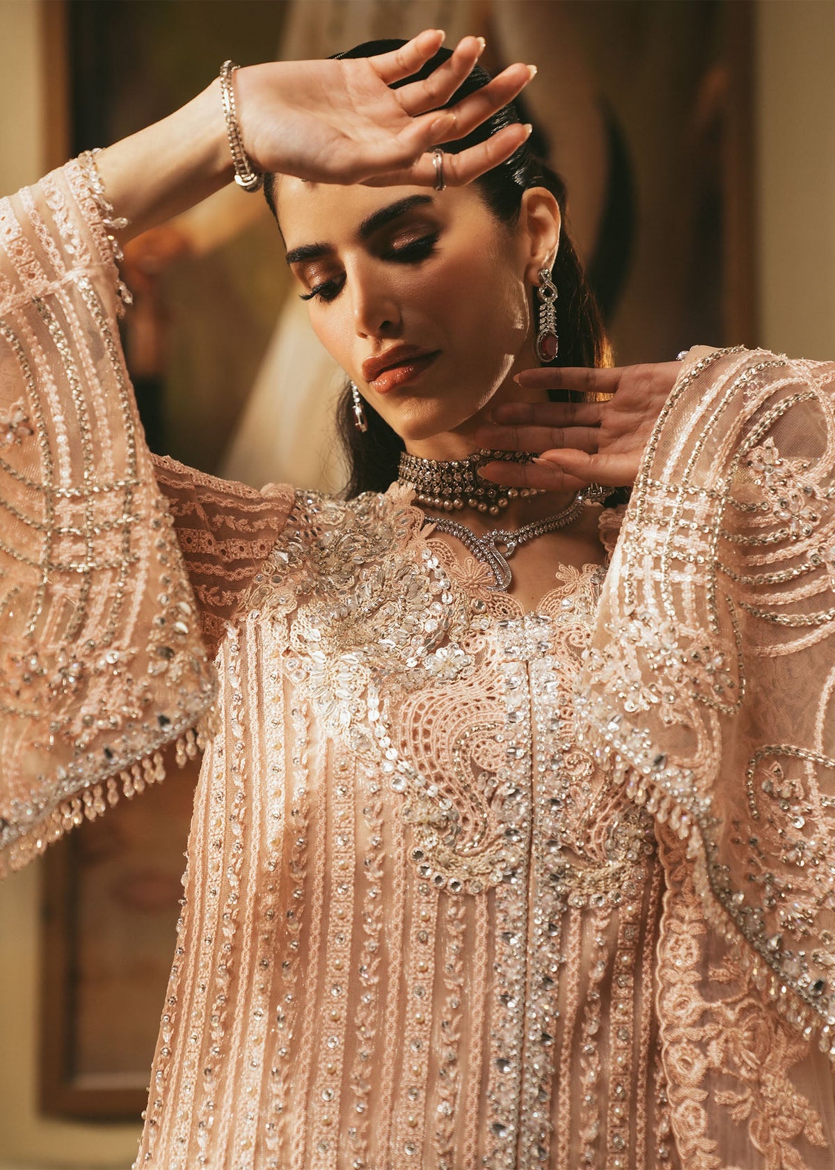Saira Shakira Roseate Style pastel pink formal sharara reference view 9