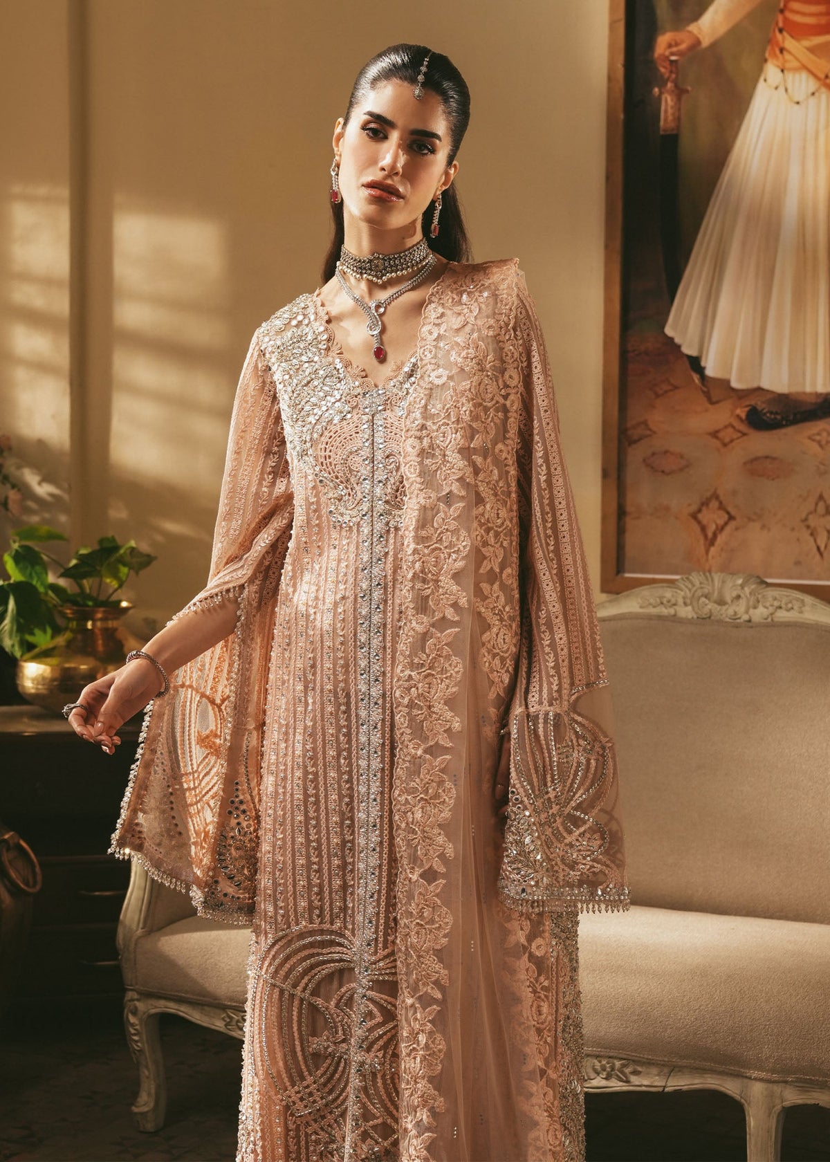 Saira Shakira Roseate Style pastel pink formal sharara reference view 10