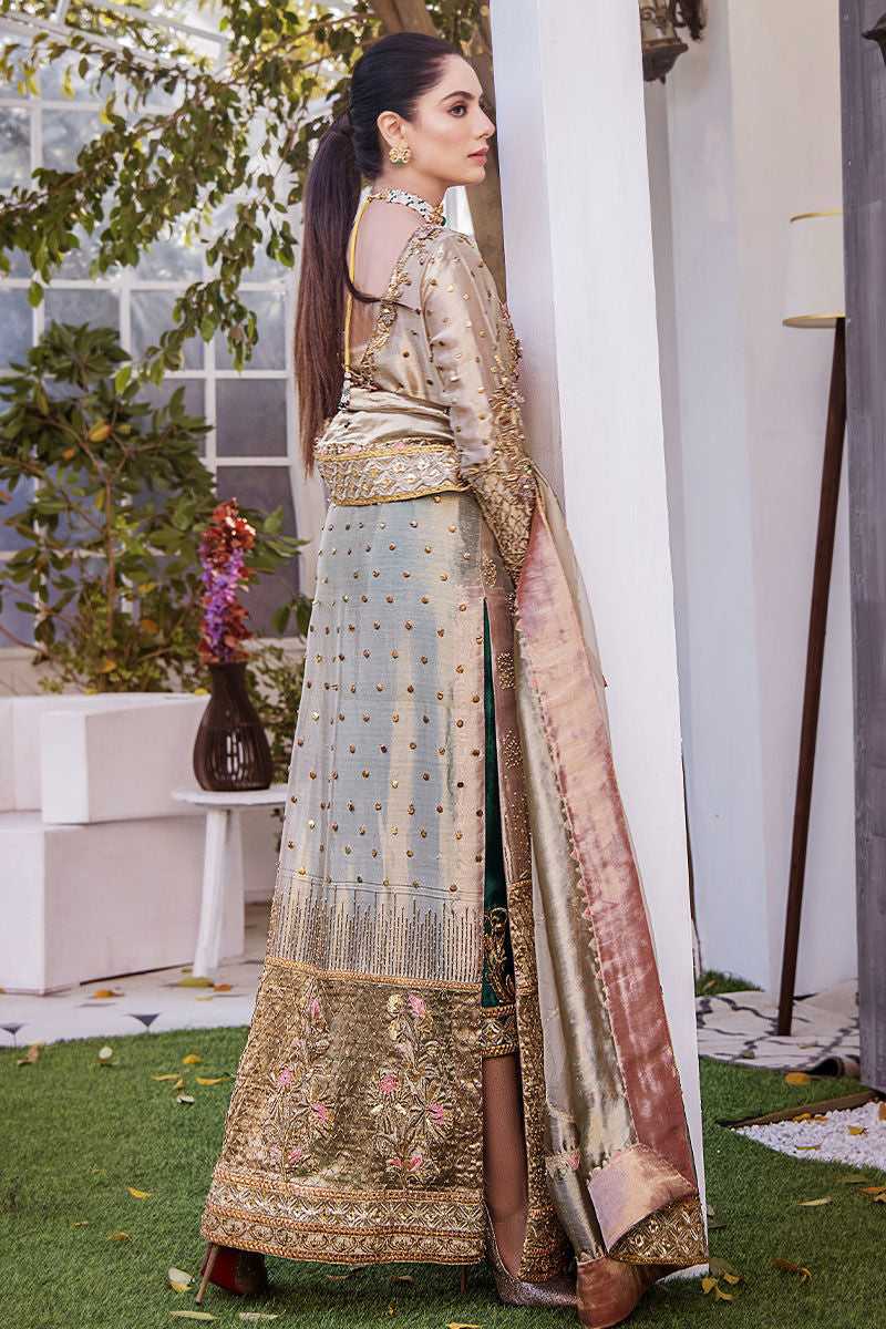 Shazia Kiyani Samar style — Mairaz golden bronze three-piece suit reference, view 4 of 7