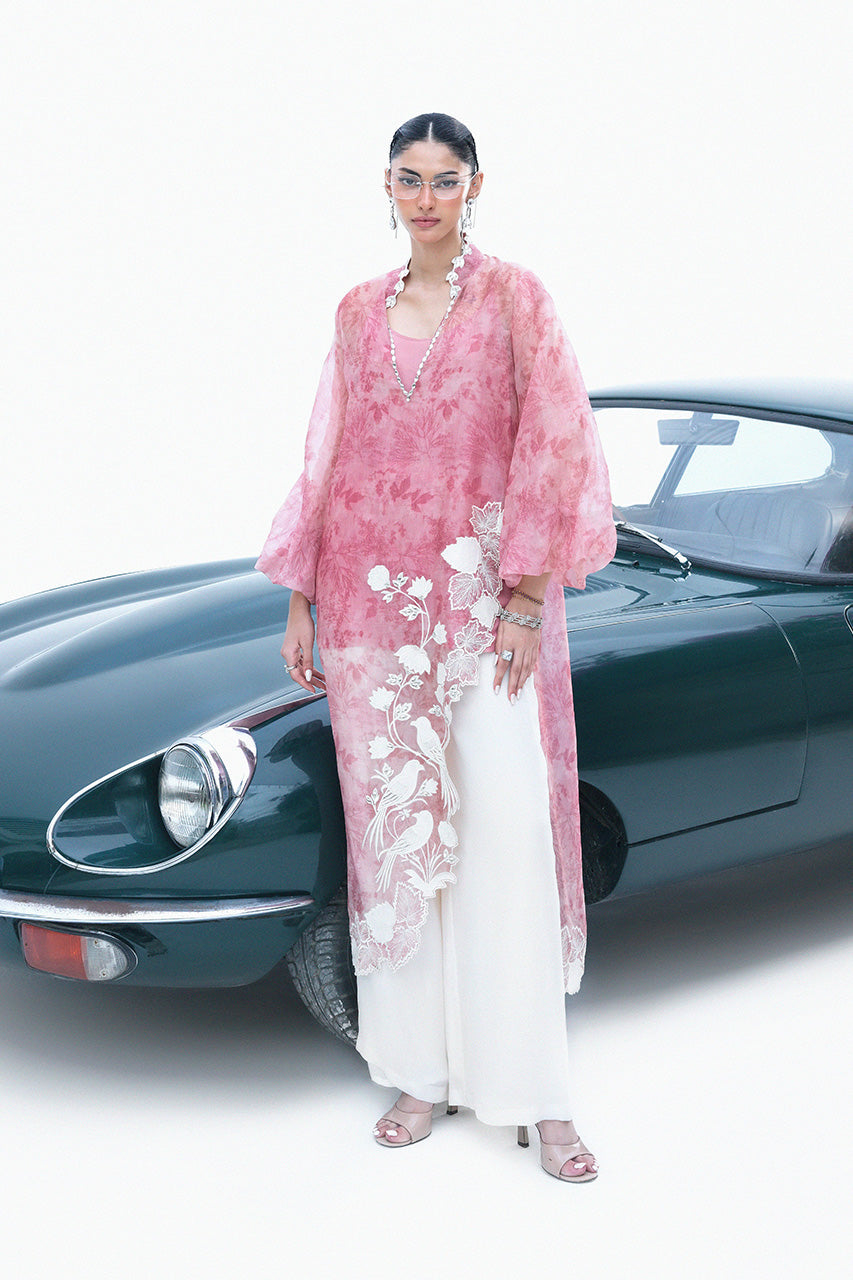 Sania Maskatiya Twila Style pink formal outfit studio front view