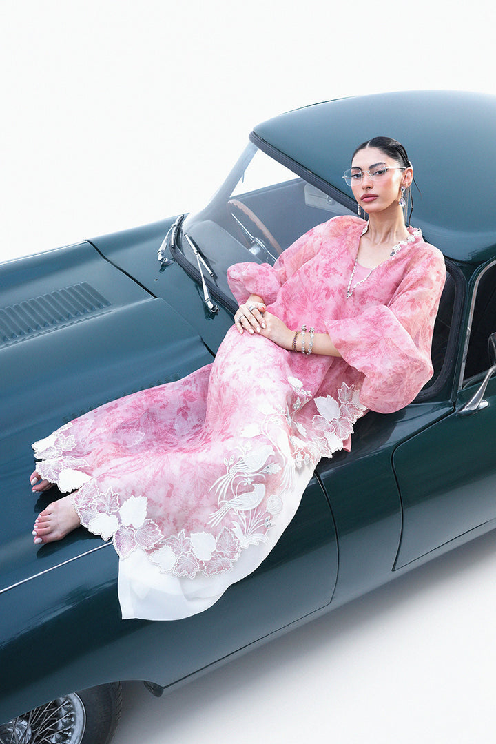 Sania Maskatiya Twila Style pink formal outfit seated studio view