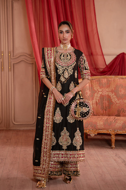 SaraZara Lunara Style black raw silk formal view 2