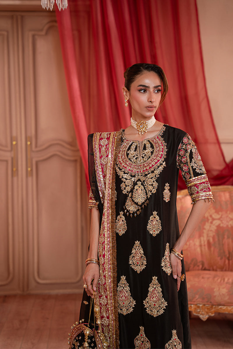 SaraZara Lunara Style black raw silk formal view 3