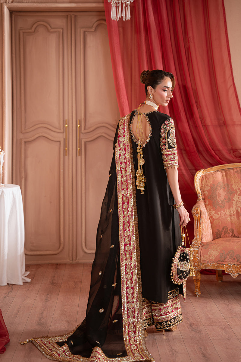 SaraZara Lunara Style black raw silk formal view 4