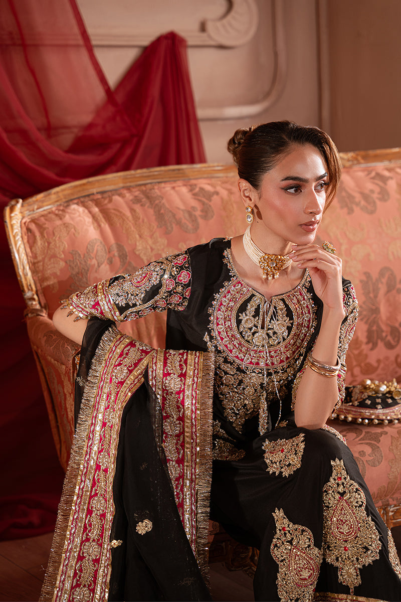 SaraZara Lunara Style black raw silk formal view 5