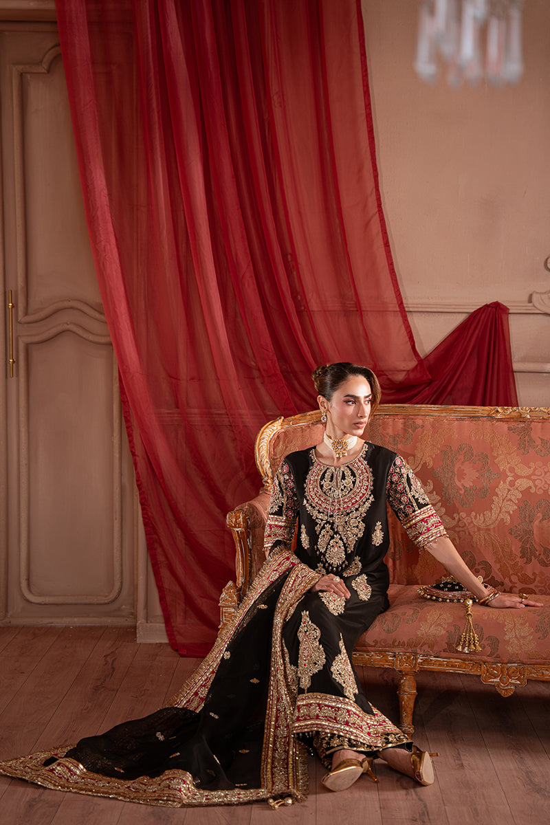 SaraZara Lunara Style black raw silk formal view 6