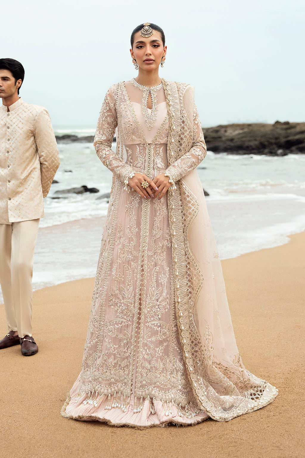 Afrozeh Shahnoor Style — Mairaz Powder Pink Three-Piece Suit