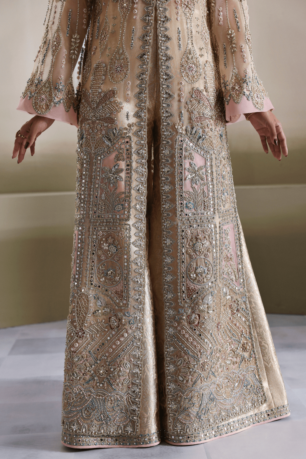 Soraya Aurene Style by Mairaz, beige formal ensemble and dupatta, product view 4