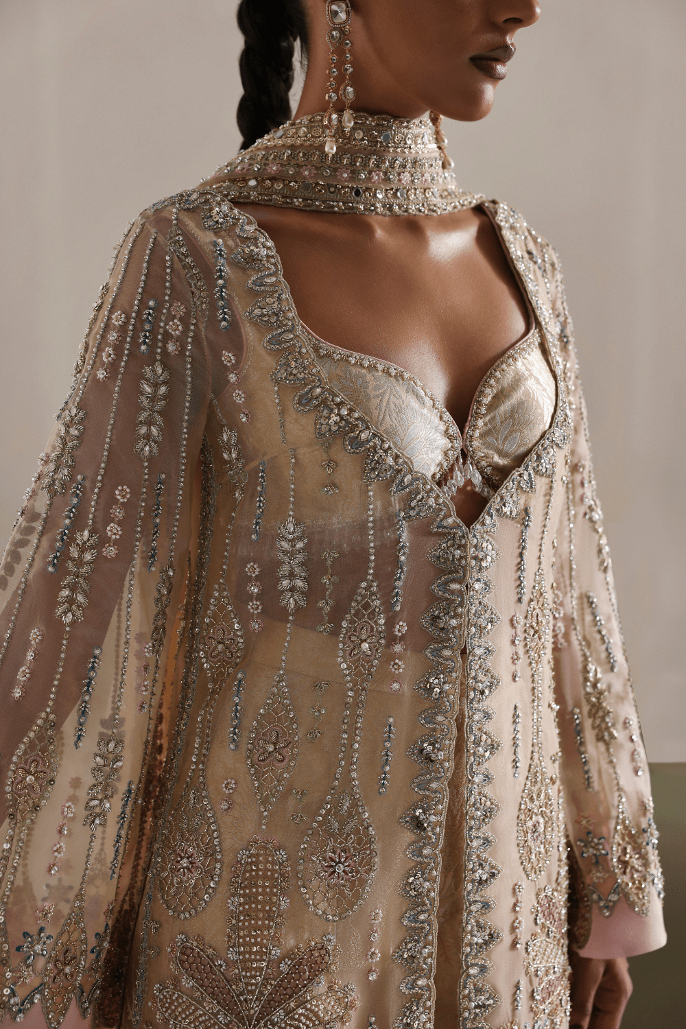 Soraya Aurene Style by Mairaz, tonal beige embroidery detail, product view 5