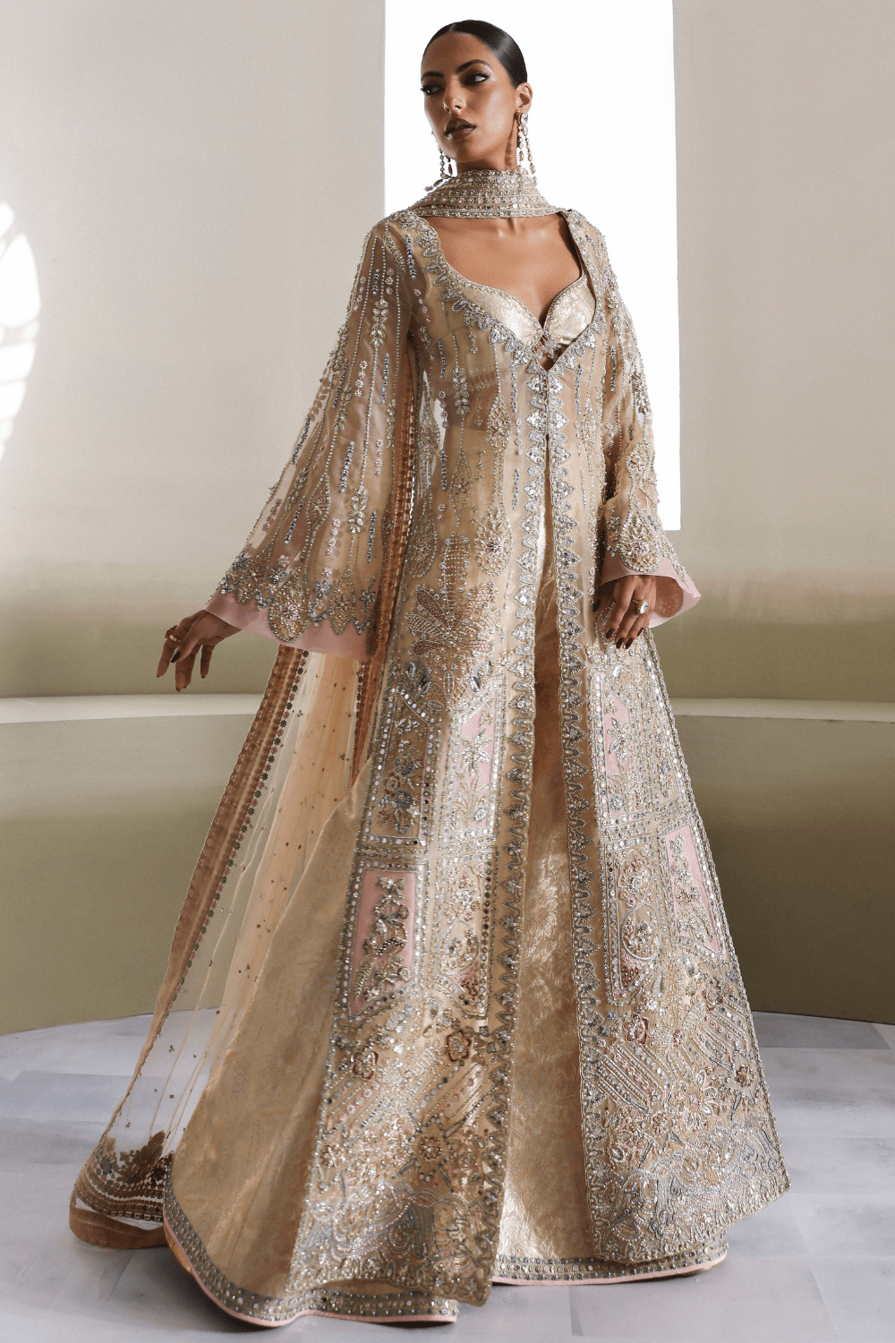 Soraya Aurene Style by Mairaz, beige embellished formal dress, product view 2