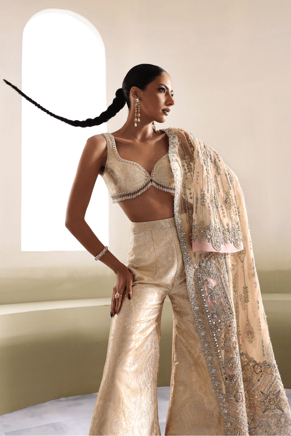 Soraya Aurene Style by Mairaz, beige net wedding formal, product view 6