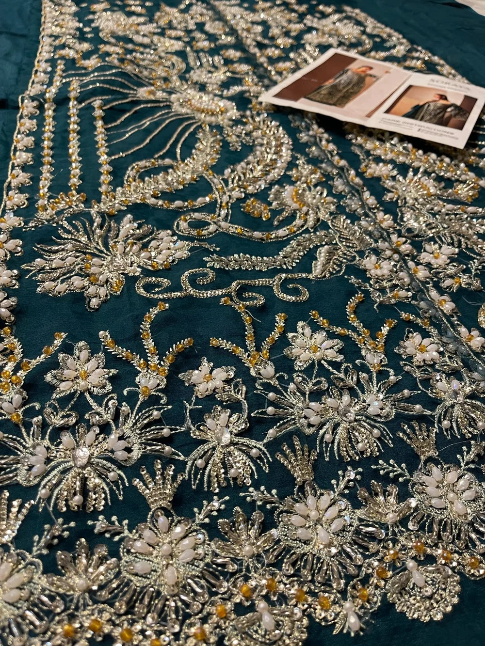 Soraya – Luxe Style, silver floral embroidery detail