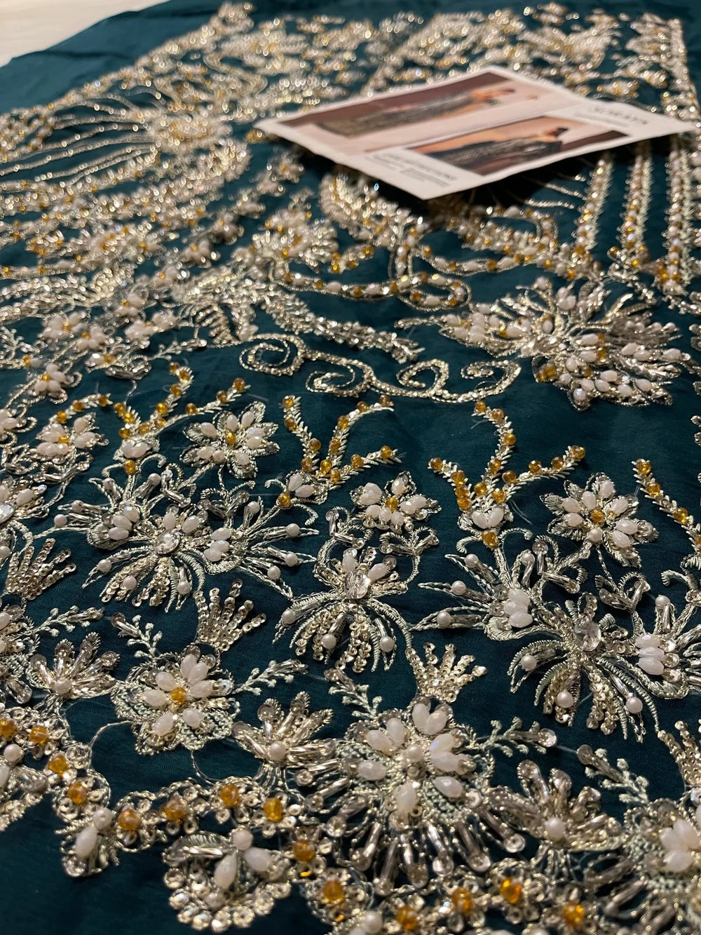Soraya – Luxe Style, sequin and pearl embroidery close-up
