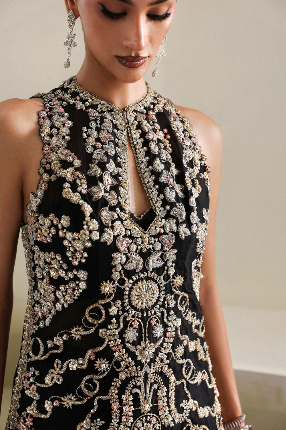 Soraya Myrren reference image — black formal ensemble, alternate view