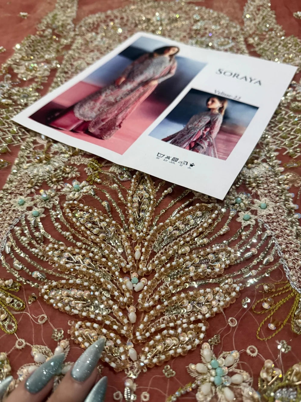 Soraya – Velisse Style, embroidery and fabric close-up