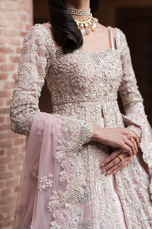 Soraya Viana blush pink wedding outfit by Mairaz