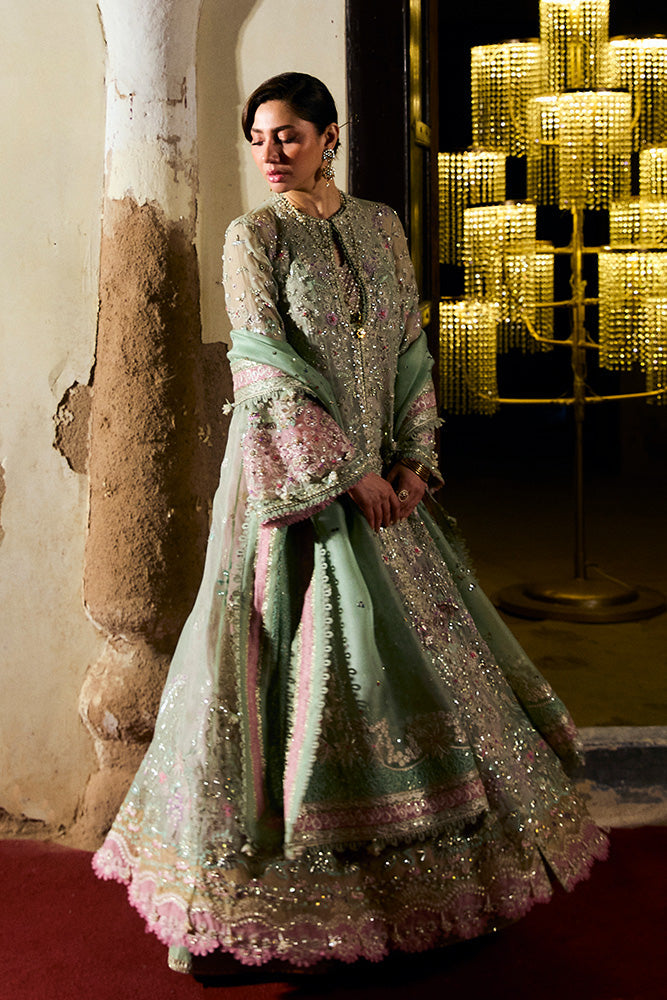 Suffuse Mehtab Style mint green organza formal front view