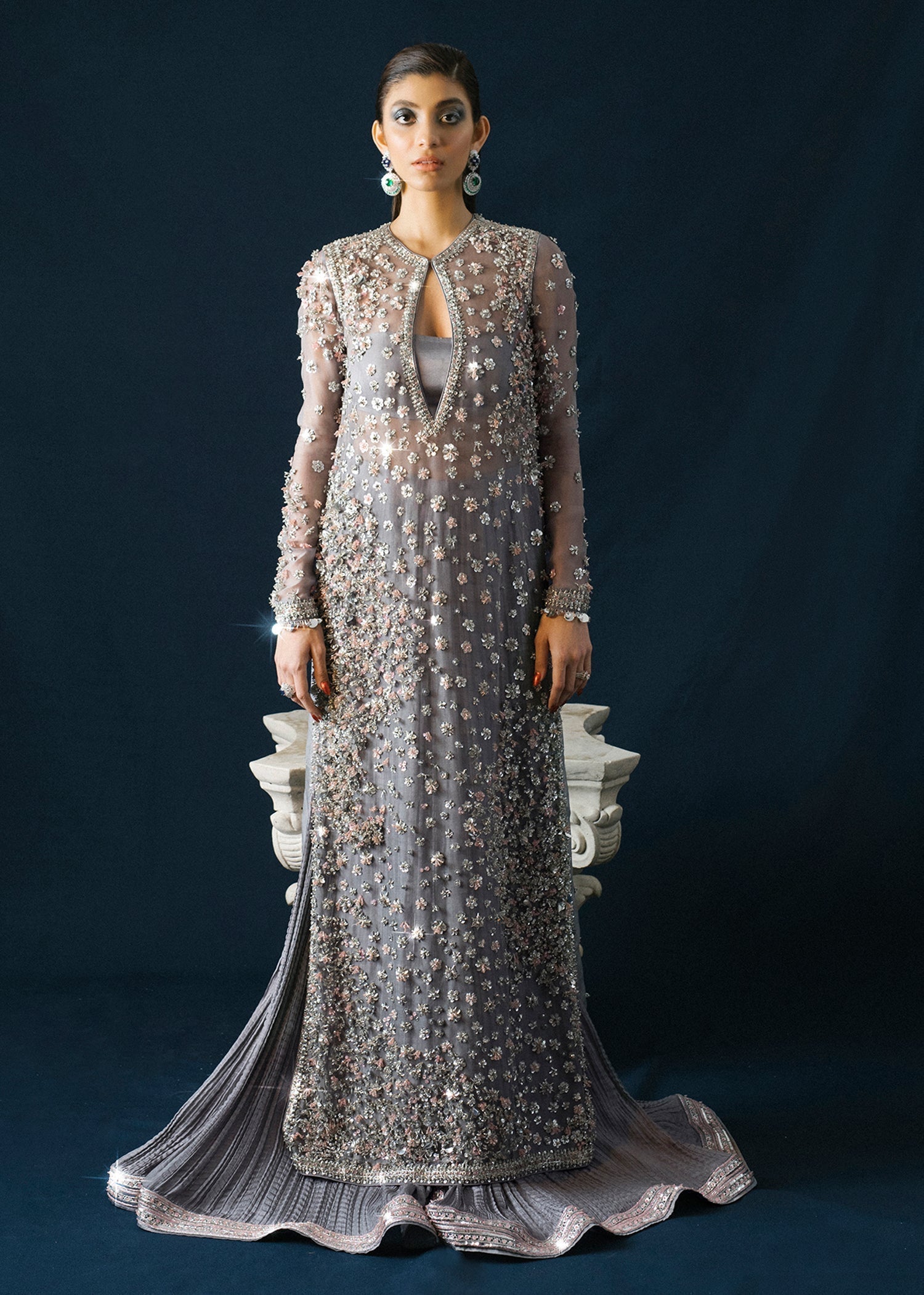 Hussain Rehar Surmai Style — Mairaz Grey Sharara