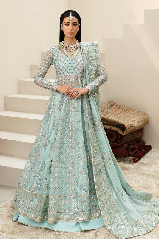 Afrozeh Tazmeen Style — Mairaz Ice Blue Three-Piece Suit