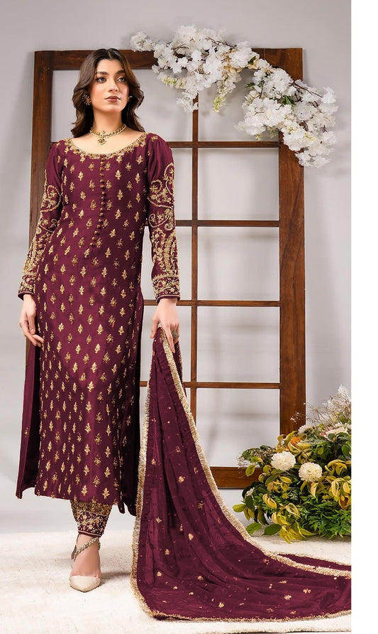 Ahmad Sultan Style — Mairaz Tangerine & Maroon Three-Piece Suit