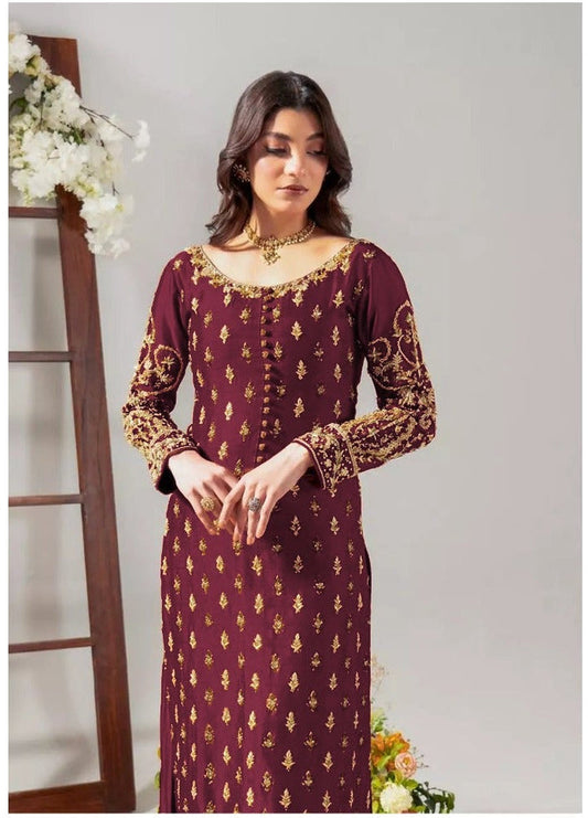 Ahmad Sultan Style — Mairaz Tangerine & Maroon Three-Piece Suit