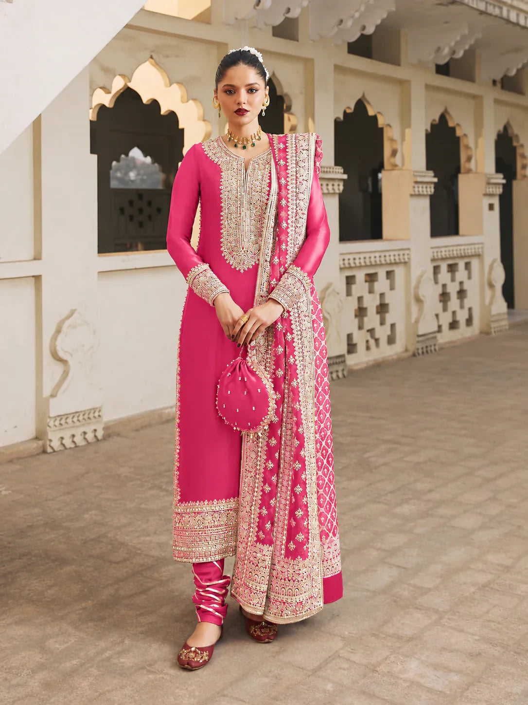 Kanwal Malik – Noreen (Shocking Pink) full front outfit view