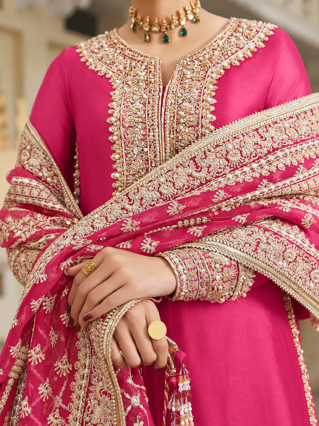 Kanwal Malik – Noreen (Shocking Pink) shocking pink shirt detail