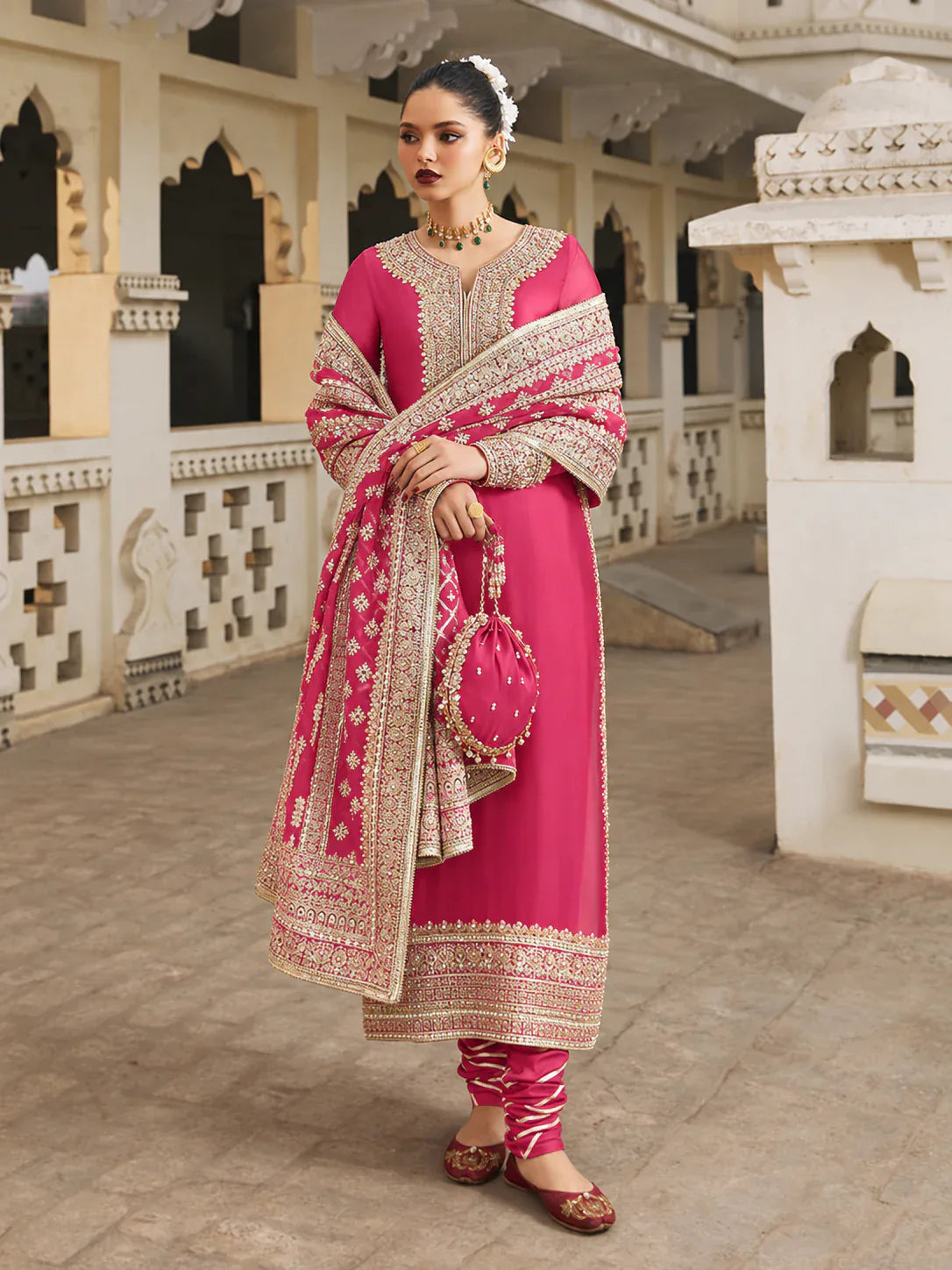 Kanwal Malik – Noreen (Shocking Pink) embroidery close-up