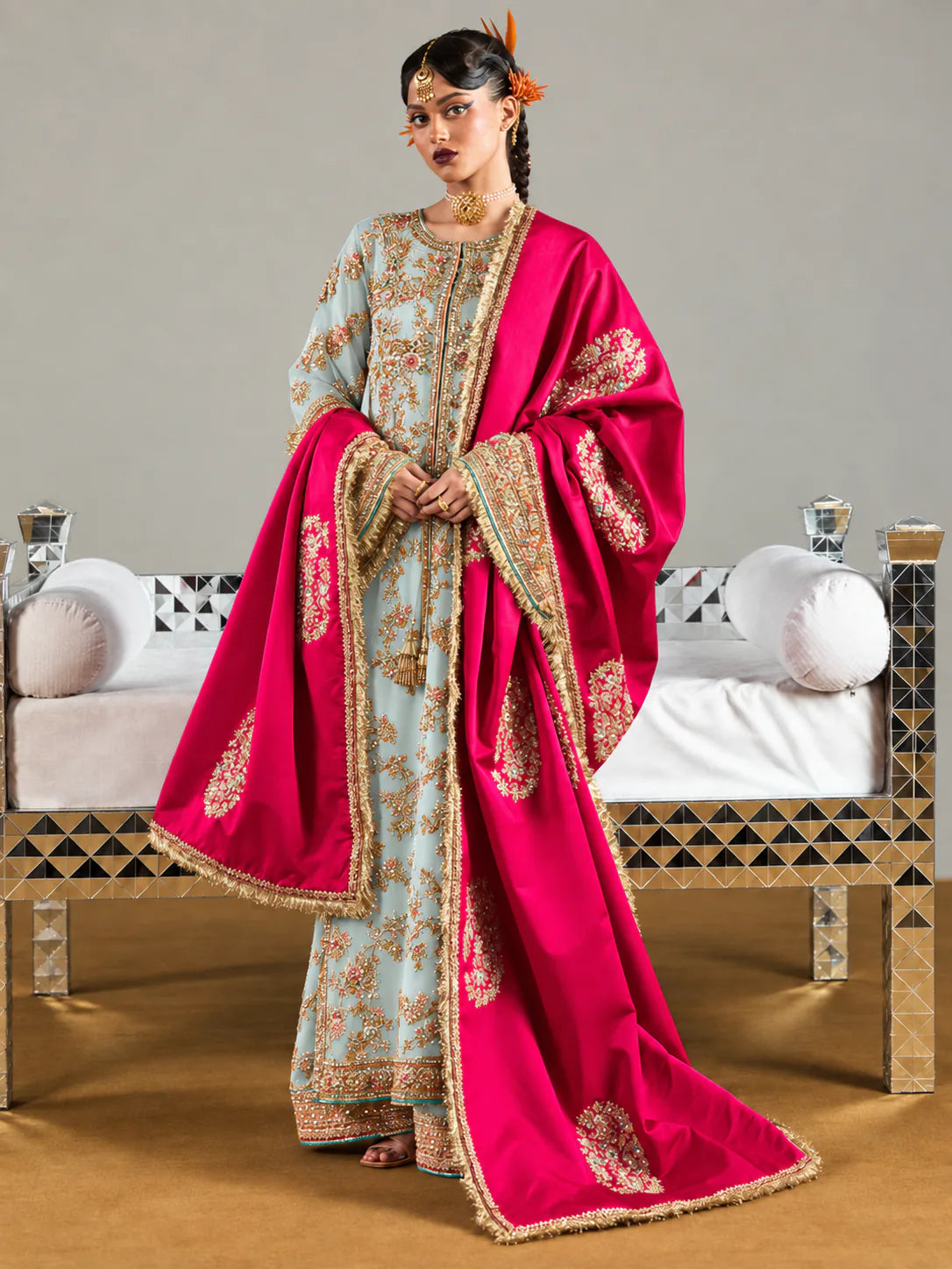 Hussain Rehar – Ruphali (Powder Blue) full front outfit view