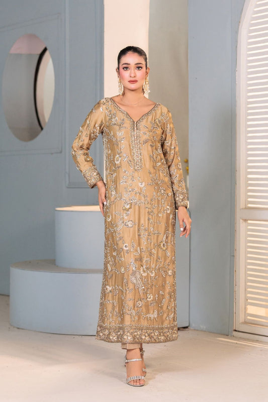 Usama Silk Rosewater Bloom style full look reference