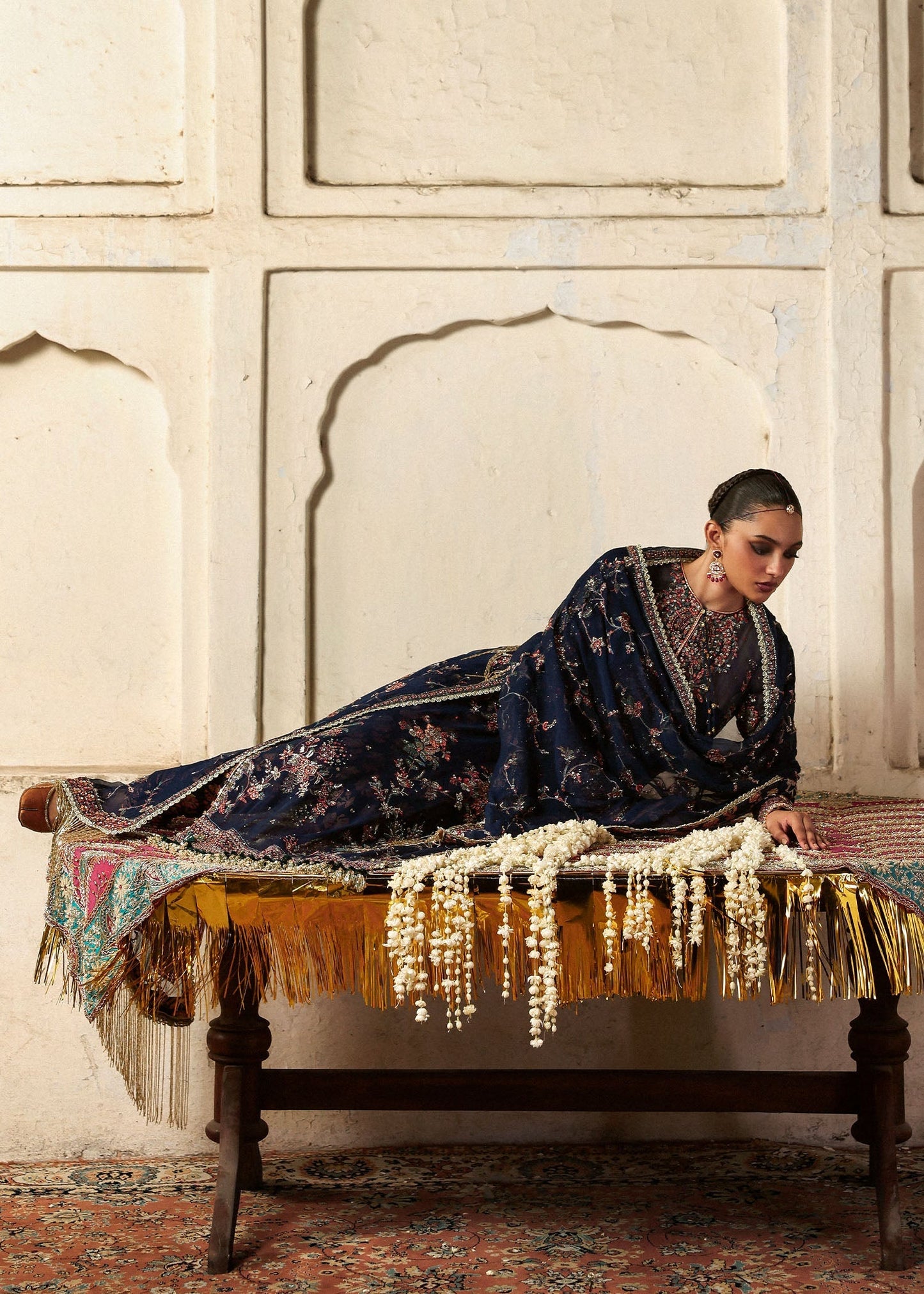 Hussain Rehar Rabab Style — Mairaz Navy Blue Three-Piece Suit