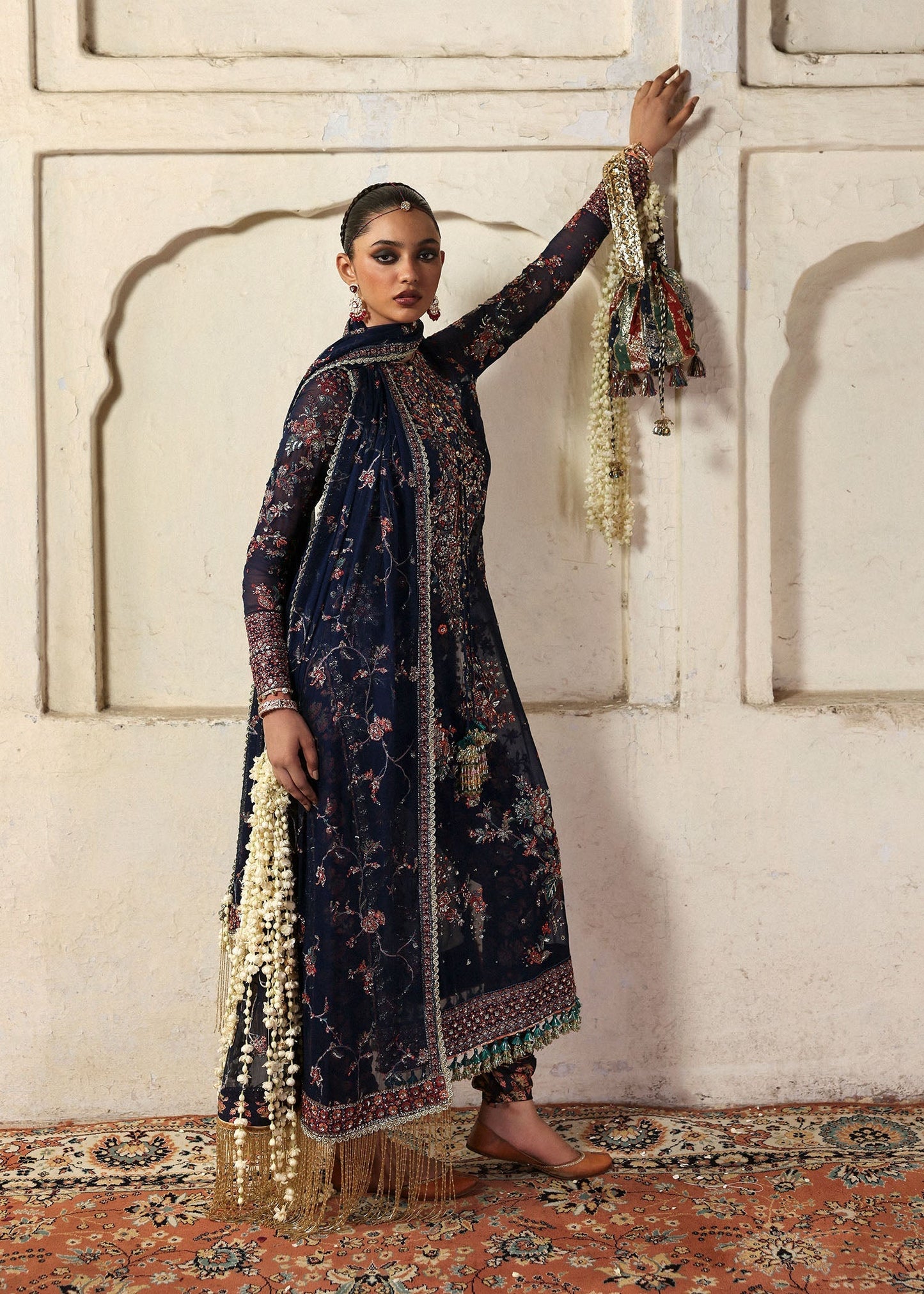 Hussain Rehar Rabab Style — Mairaz Navy Blue Three-Piece Suit
