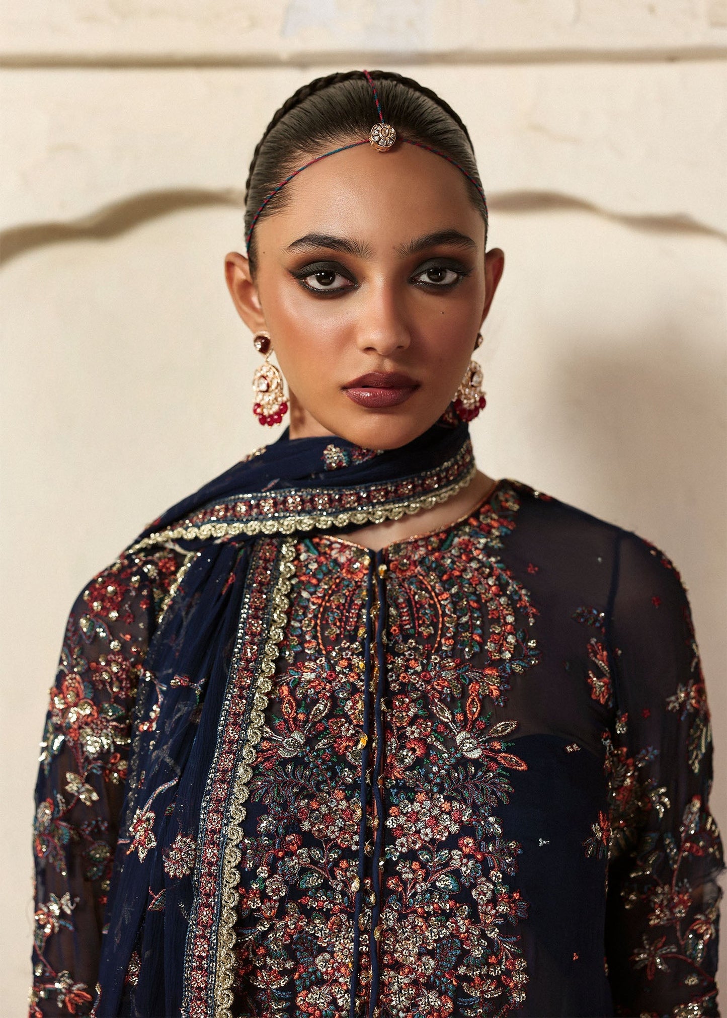 Hussain Rehar Rabab Style — Mairaz Navy Blue Three-Piece Suit