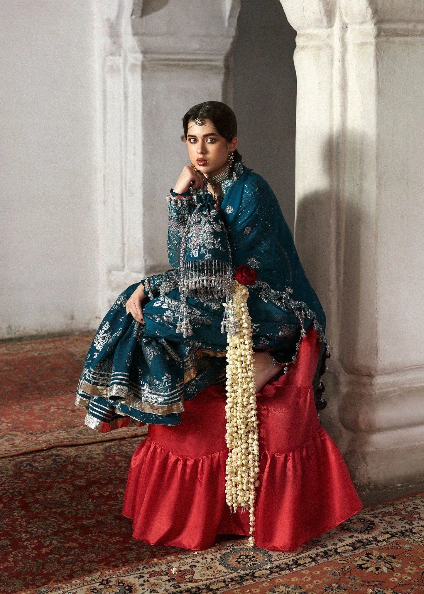 Hussain Rehar Zebunisa Style — Mairaz Teal Sharara