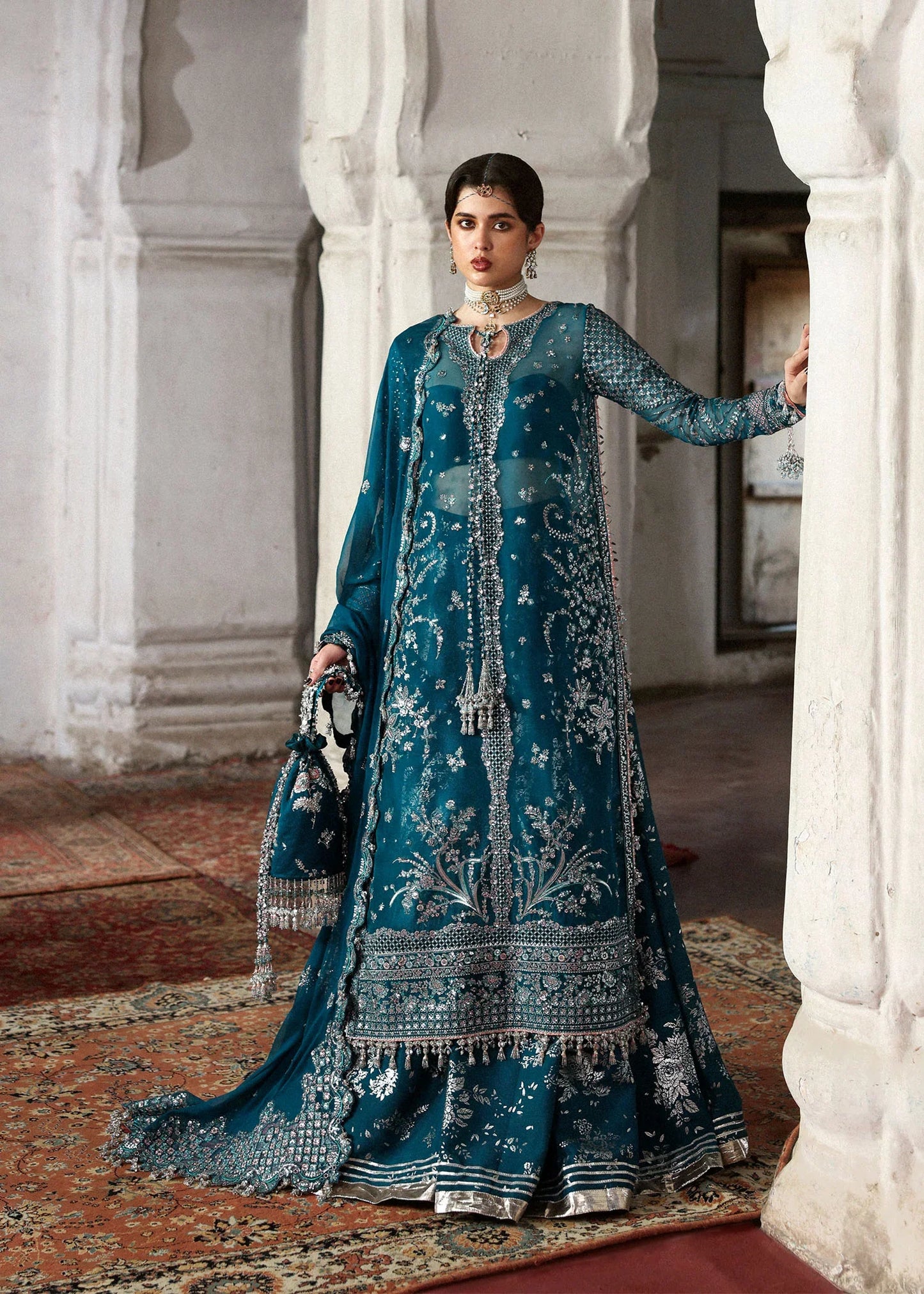Hussain Rehar Zebunisa Style — Mairaz Teal Sharara