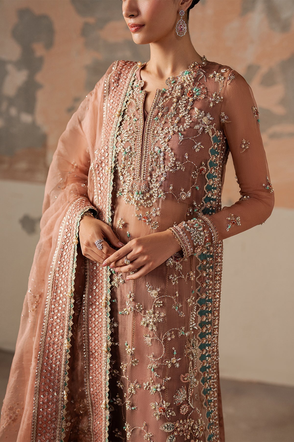 Ayzel Rosara Style — Mairaz Pink & Green Three-Piece Suit