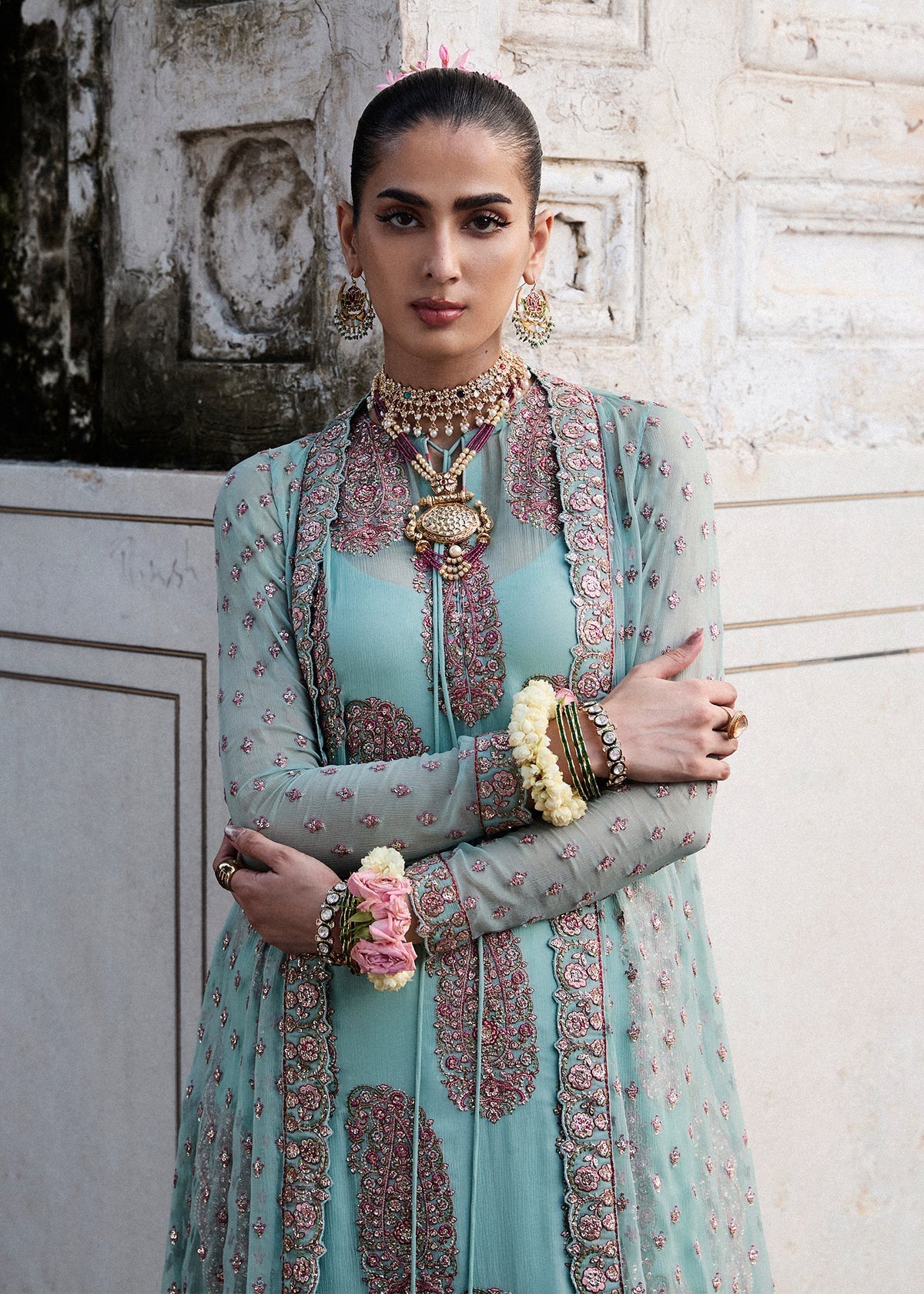 Farah Talib Aziz Maklina Style — Mairaz Ice Blue Sharara