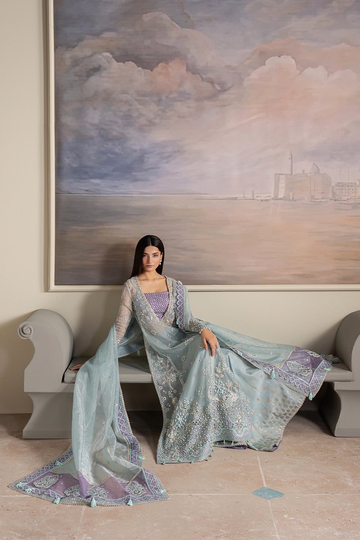 Ayzel Aurayne Style — Mairaz Aqua & Lilac Three-Piece Suit