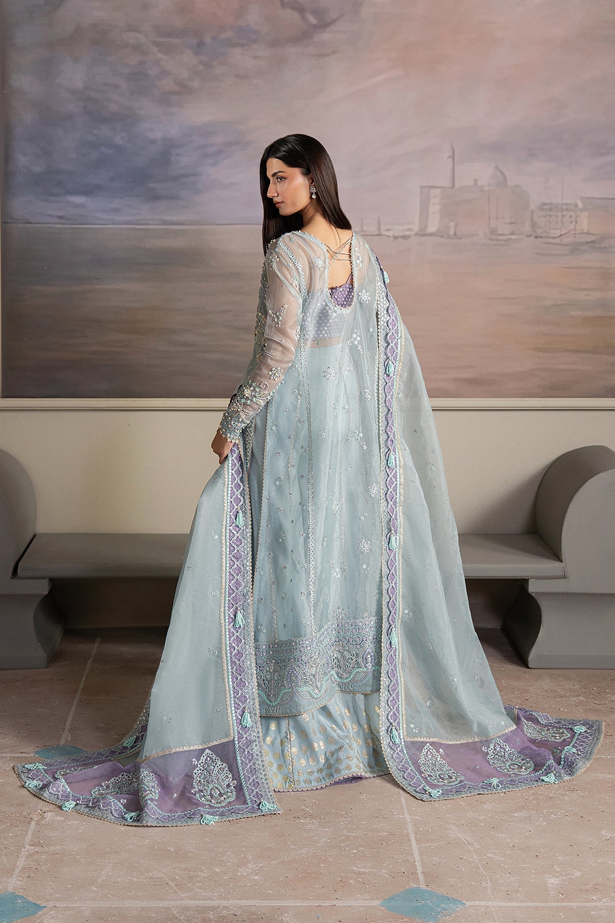 Ayzel Aurayne Style — Mairaz Aqua & Lilac Three-Piece Suit