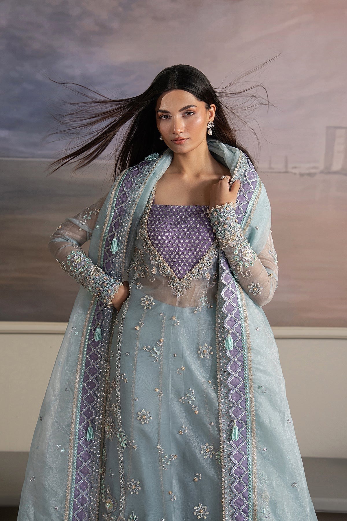 Ayzel Aurayne Style — Mairaz Aqua & Lilac Three-Piece Suit
