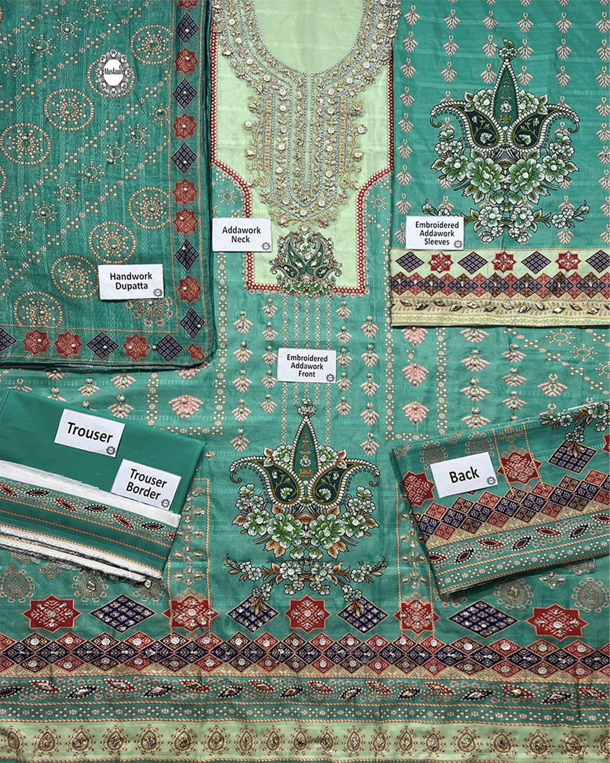 Ansab Jahangir Zartasha Style unstitched suit fabric details