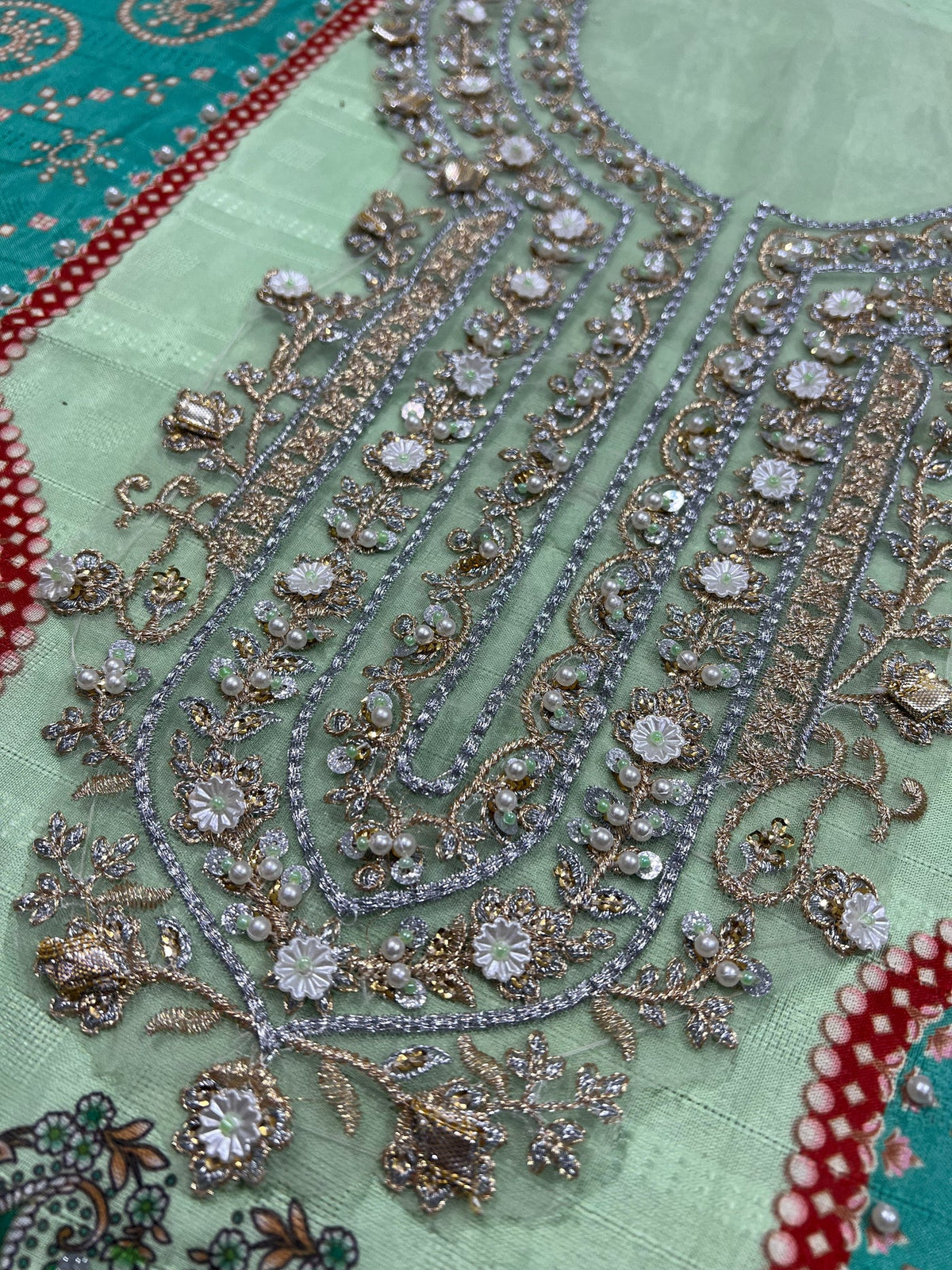 Zartasha addawork neckline hand embellished detail