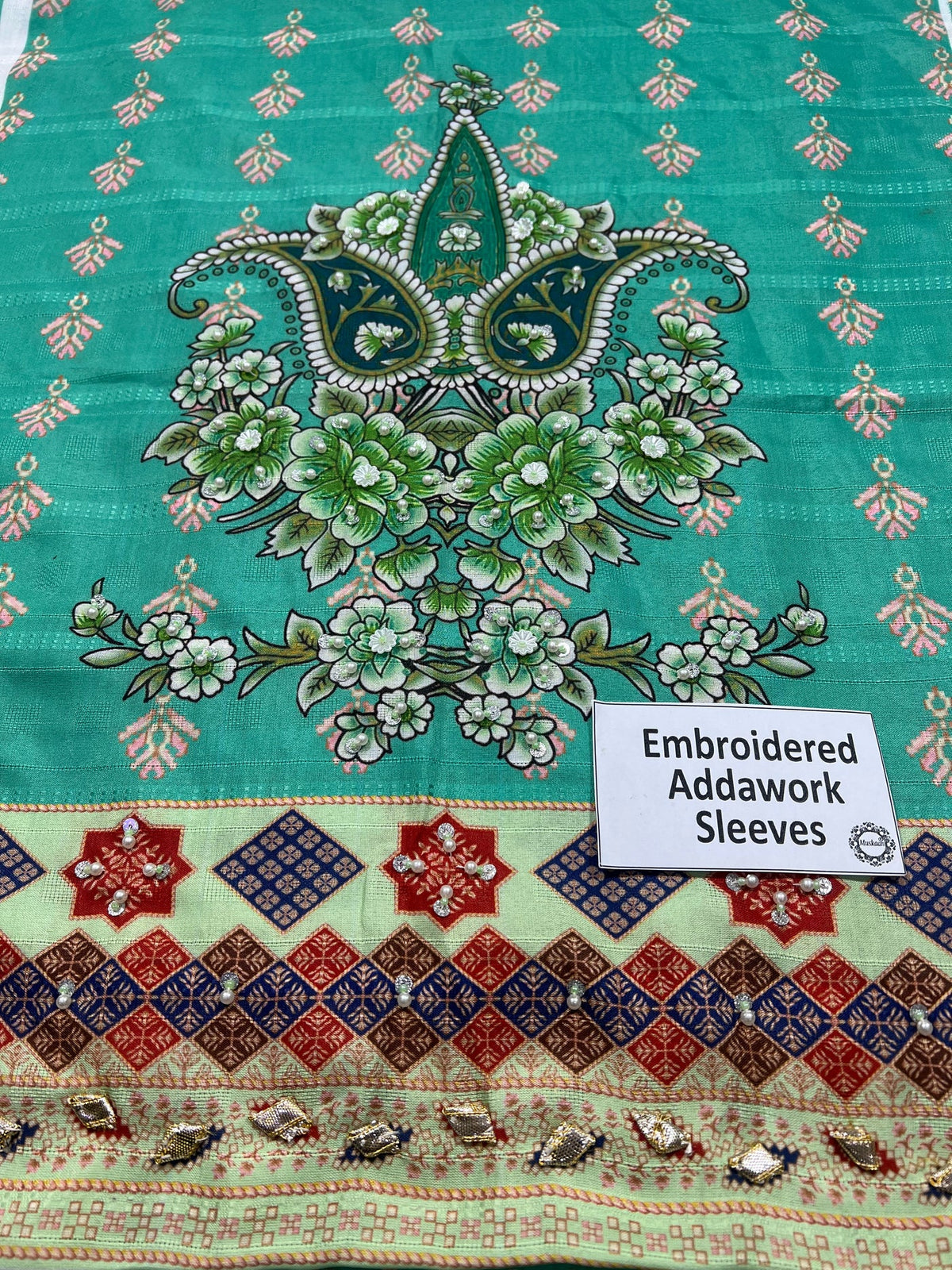 Zartasha embroidered addawork sleeves detail