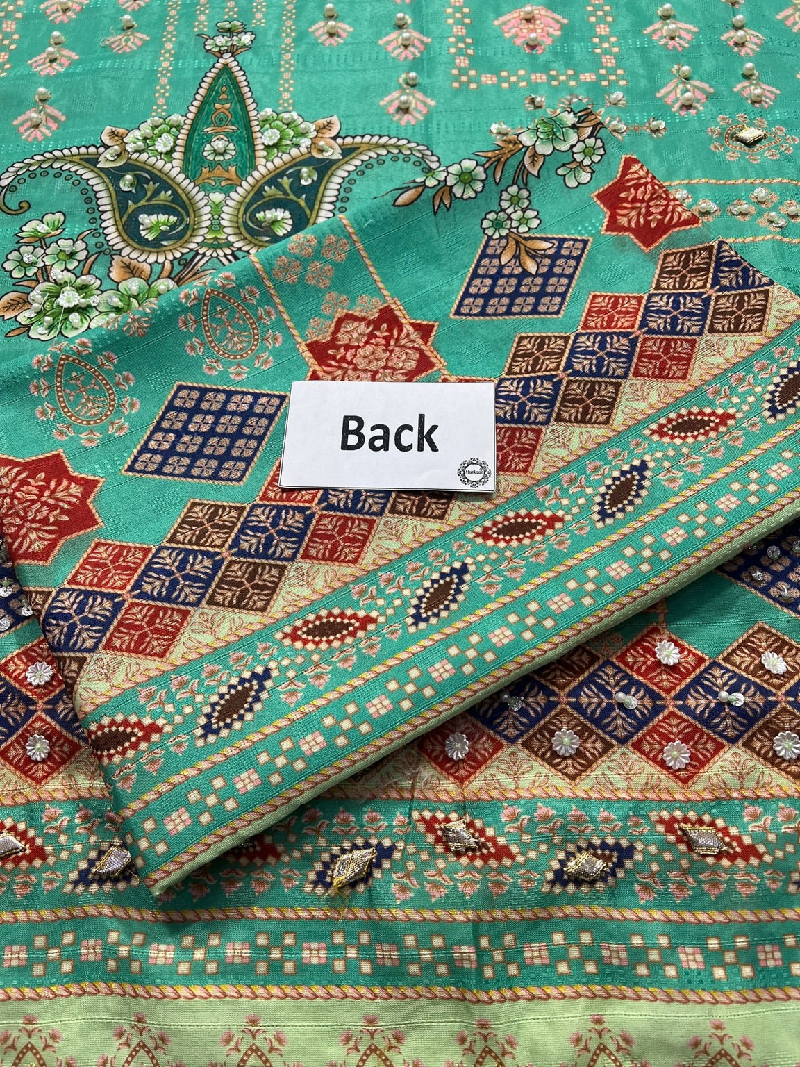 Zartasha printed back fabric detail
