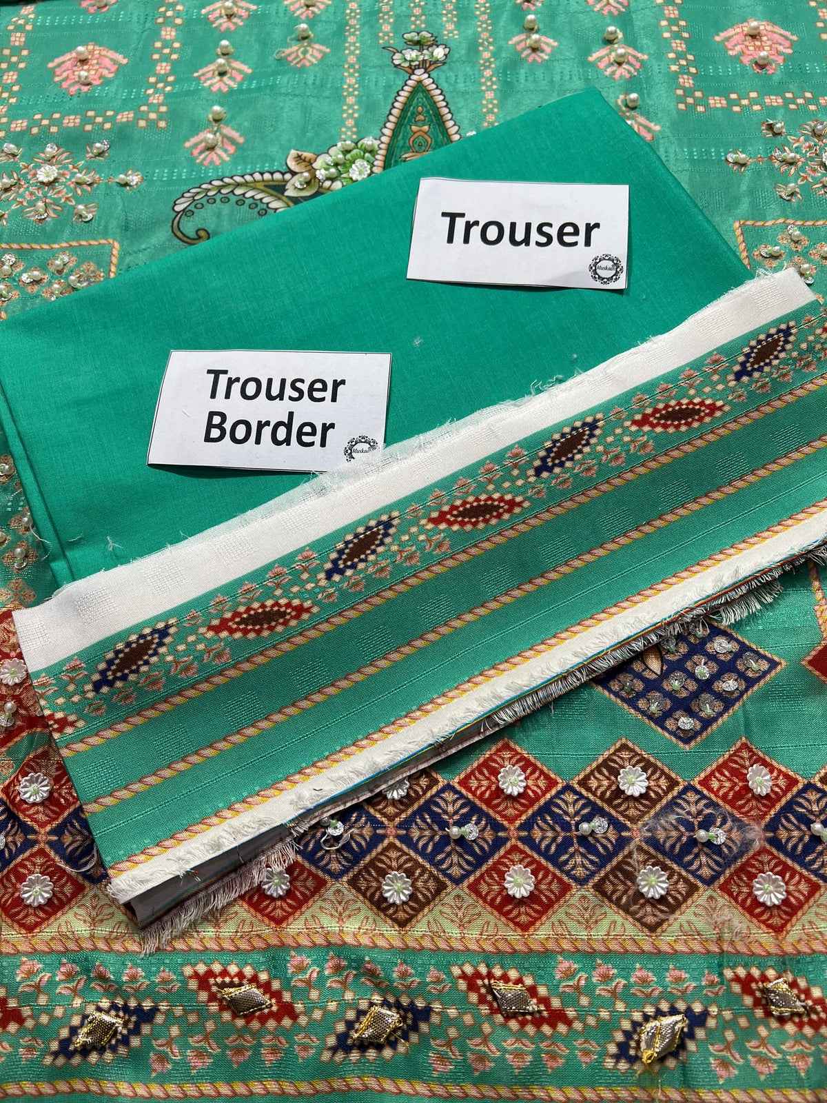 Zartasha trouser and trouser border detail